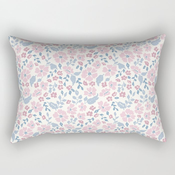 Tossed Ditsy Florals - Lilac Blue Rectangular Pillow Gallery Image 2