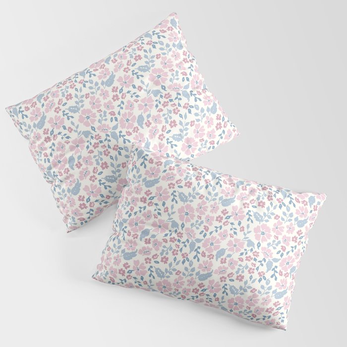 Tossed Ditsy Florals - Lilac Blue Pillow Sham Gallery Image 3