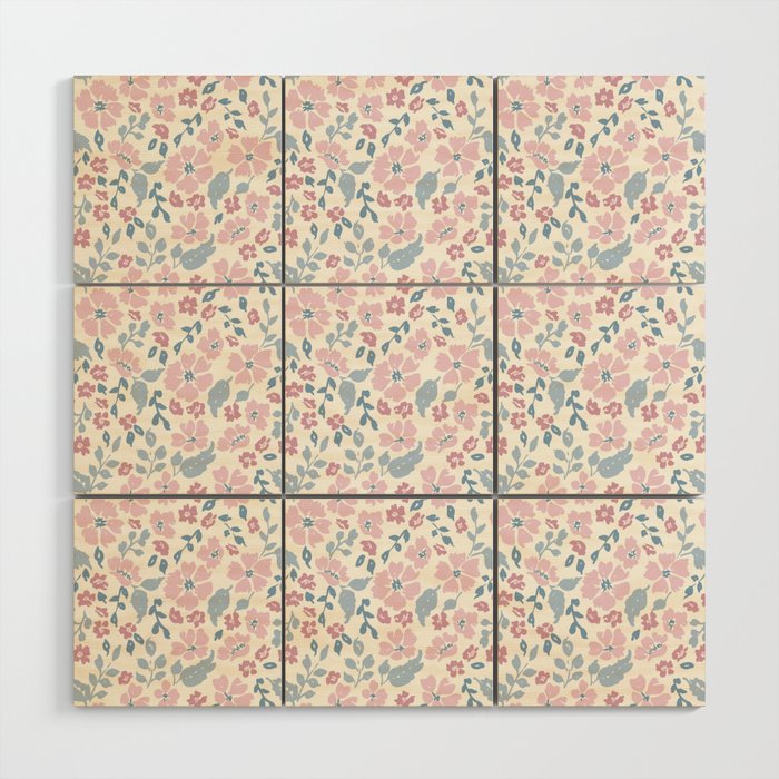 Tossed Ditsy Florals - Lilac Blue Wood Wall Art Gallery Image 1