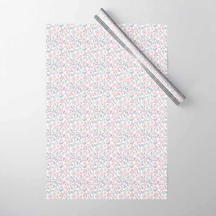 Tossed Ditsy Florals - Lilac Blue Wrapping Paper Gallery Image 1