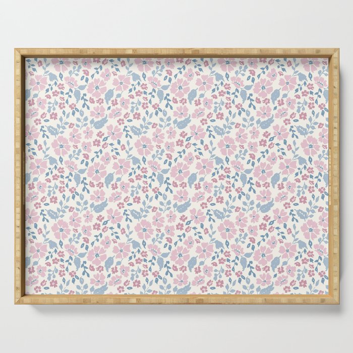 Tossed Ditsy Florals - Lilac Blue Serving Tray Gallery Image 1