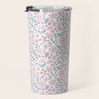 Tossed Ditsy Florals - Lilac Blue Travel Mug Gallery Image 3
