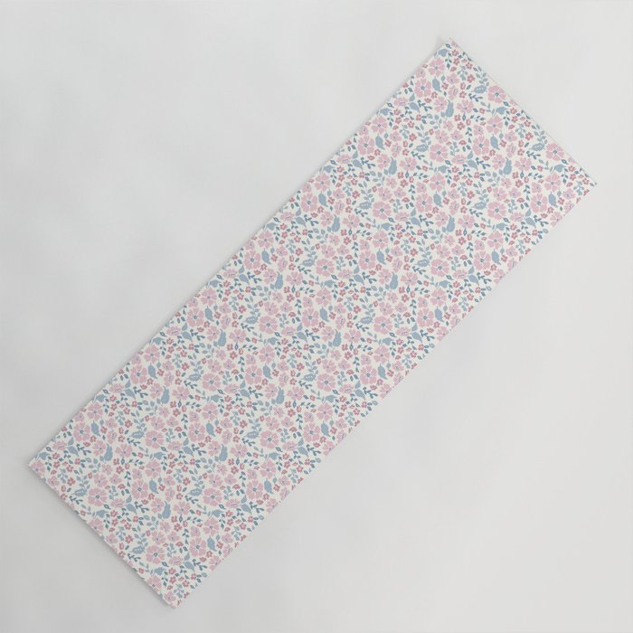 Tossed Ditsy Florals - Lilac Blue Yoga Mat Gallery Image 1