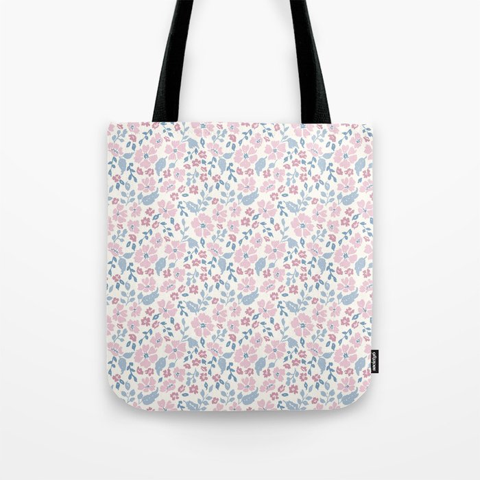 Tossed Ditsy Florals - Lilac Blue Tote Bag Gallery Image 1