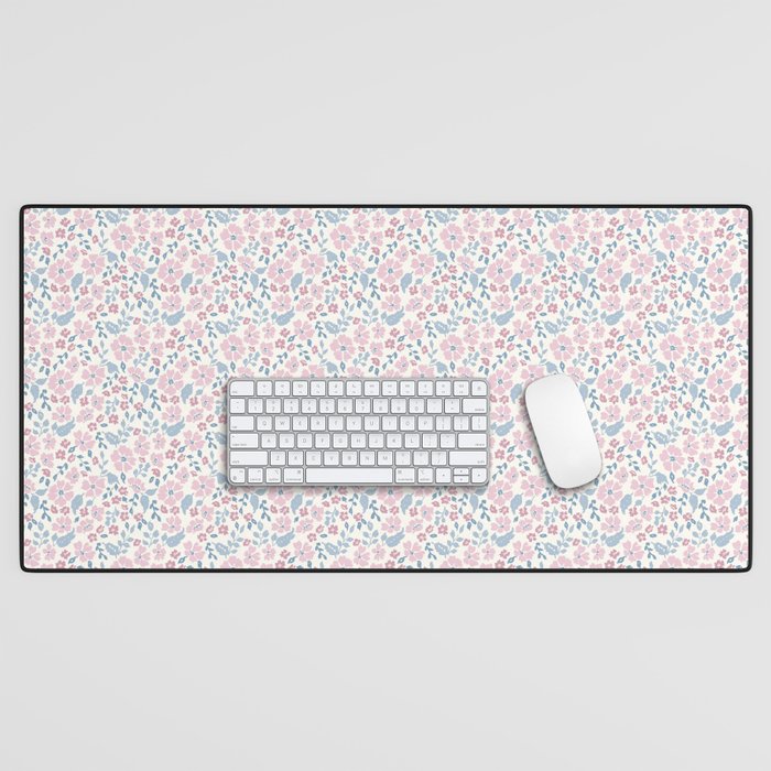 Tossed Ditsy Florals - Lilac Blue Desk Mat Gallery Image 1