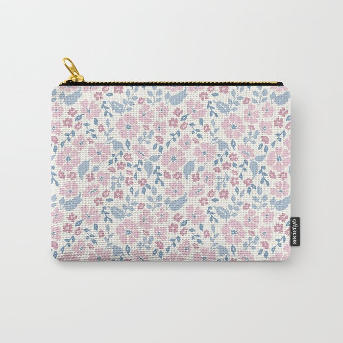 Tossed Ditsy Florals - Lilac Blue Carry All Pouch Gallery Image 1