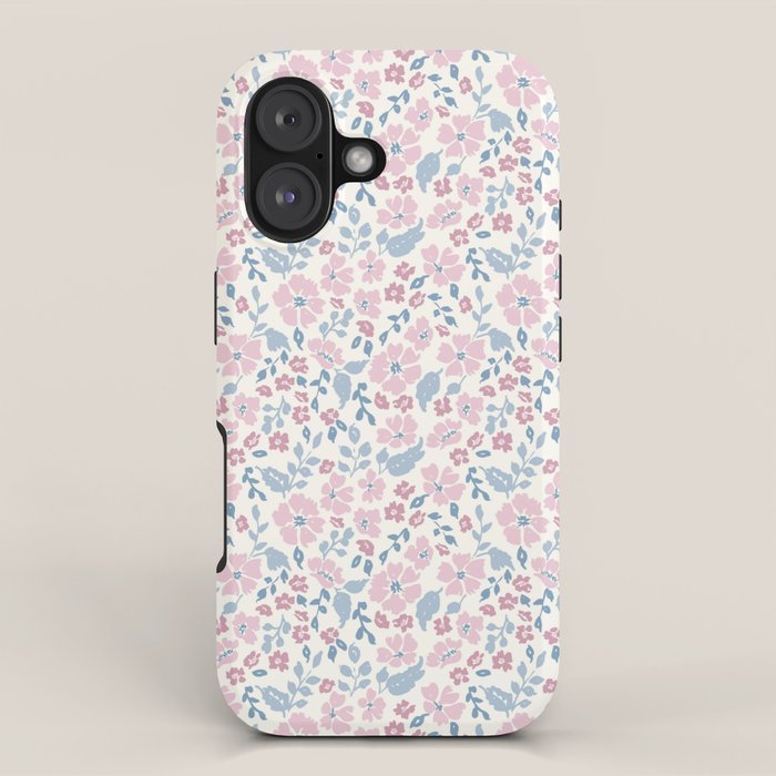 Tossed Ditsy Florals - Lilac Blue iPhone Case Gallery Image 1