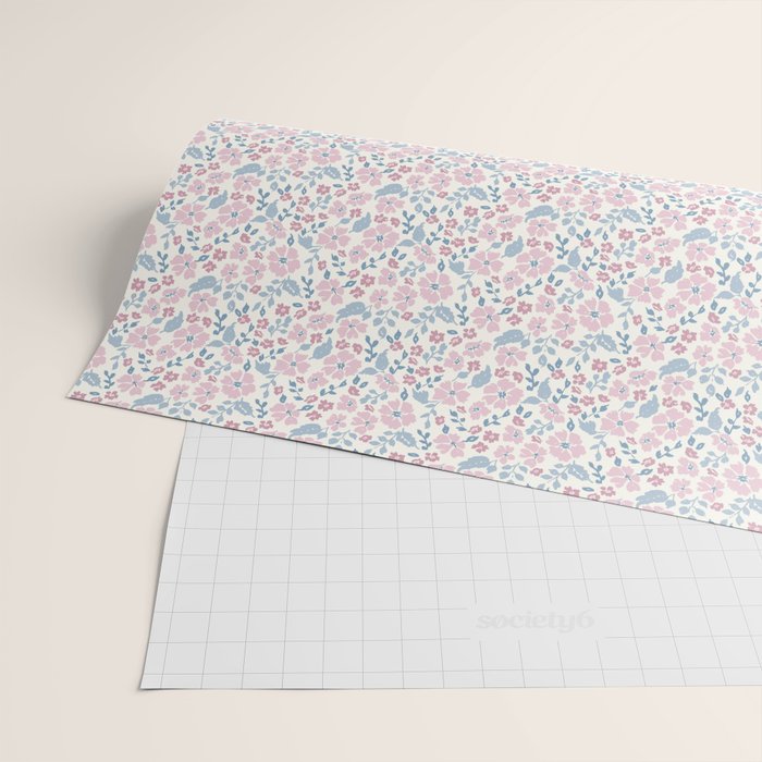 Tossed Ditsy Florals - Lilac Blue Wrapping Paper Gallery Image 2