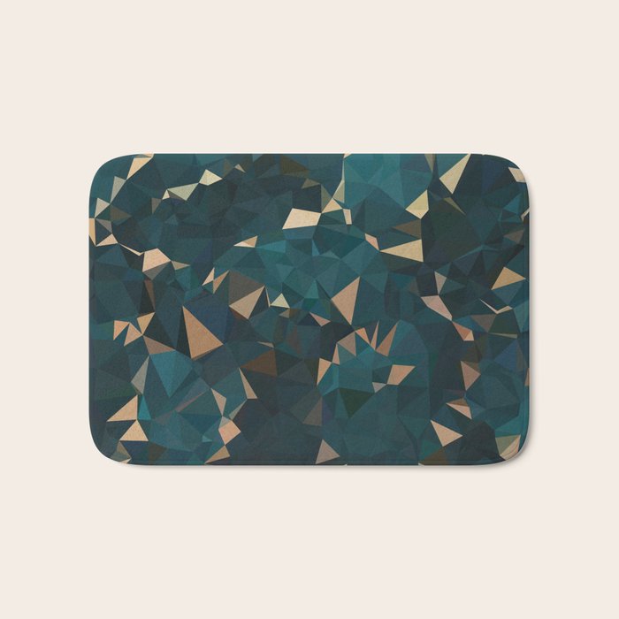 Gold Teal Abstract Low Poly Geometric Triangles Bath Mat Gallery Image 1