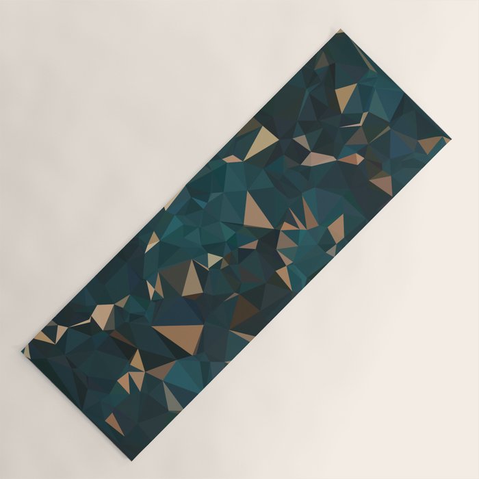 Gold Teal Abstract Low Poly Geometric Triangles Yoga Mat Gallery Image 1