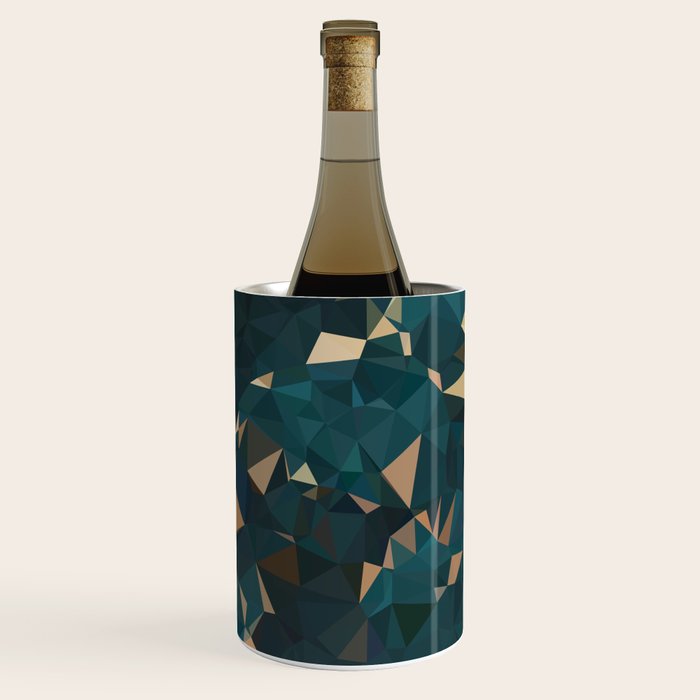 Gold Teal Abstract Low Poly Geometric Triangles Wine Chiller Gallery Image 1