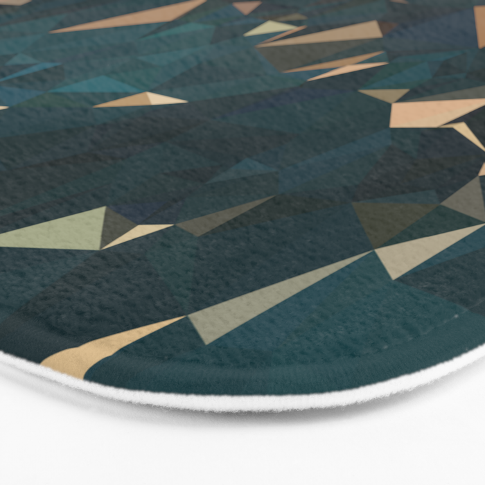 Gold Teal Abstract Low Poly Geometric Triangles Bath Mat Gallery Image 3