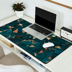 Gold Teal Abstract Low Poly Geometric Triangles Desk Mat Gallery Image 2