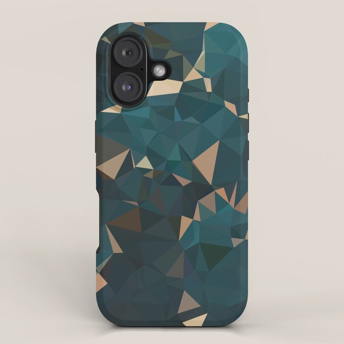Gold Teal Abstract Low Poly Geometric Triangles iPhone Case Gallery Image 1
