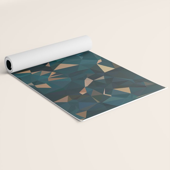 Gold Teal Abstract Low Poly Geometric Triangles Yoga Mat Gallery Image 2
