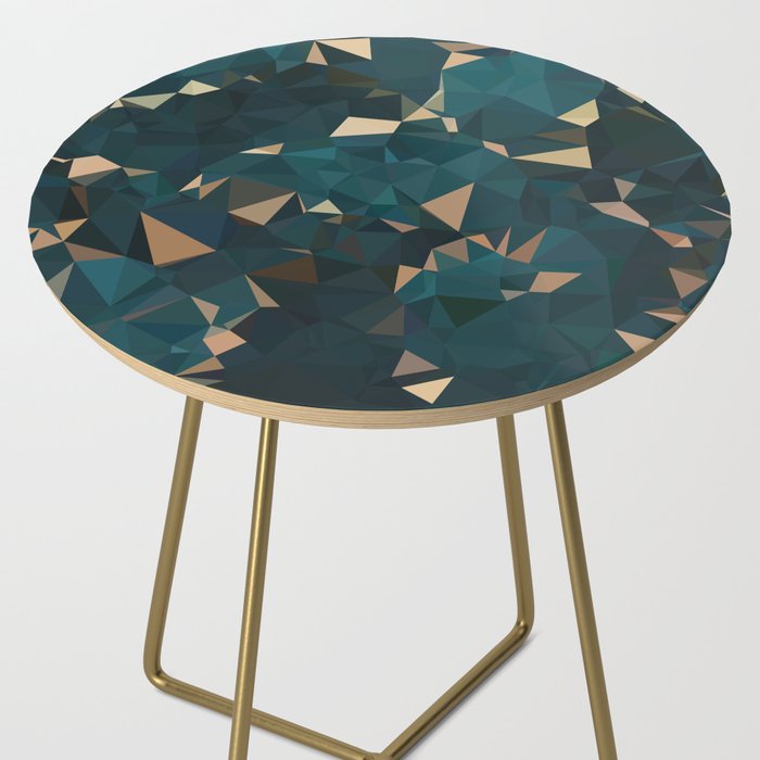 Gold Teal Abstract Low Poly Geometric Triangles Side Table Gallery Image 2