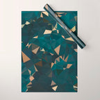 Gold Teal Abstract Low Poly Geometric Triangles Wrapping Paper Gallery Image 1