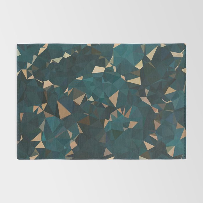 Gold Teal Abstract Low Poly Geometric Triangles Rug Gallery Image 2