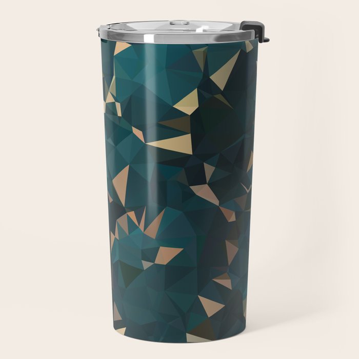 Gold Teal Abstract Low Poly Geometric Triangles Travel Mug Gallery Image 2