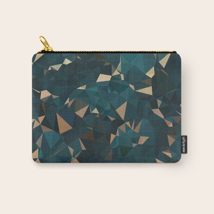 Gold Teal Abstract Low Poly Geometric Triangles Carry All Pouch Gallery Image 1