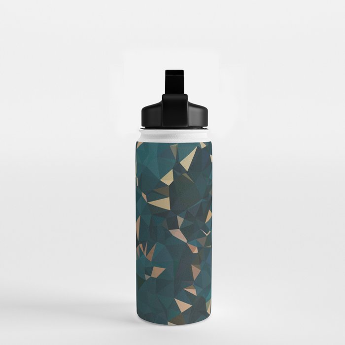 Gold Teal Abstract Low Poly Geometric Triangles Water Bottle Gallery Image 2