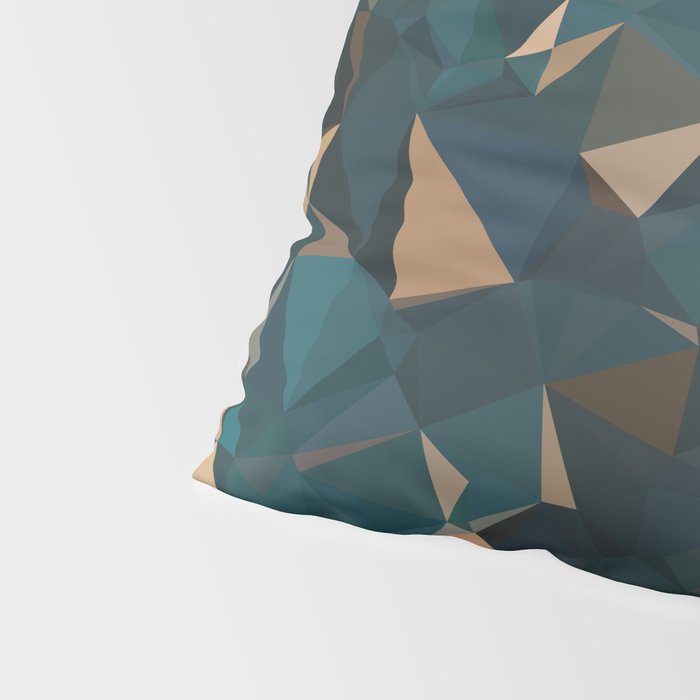Gold Teal Abstract Low Poly Geometric Triangles Pillow Sham Gallery Image 4