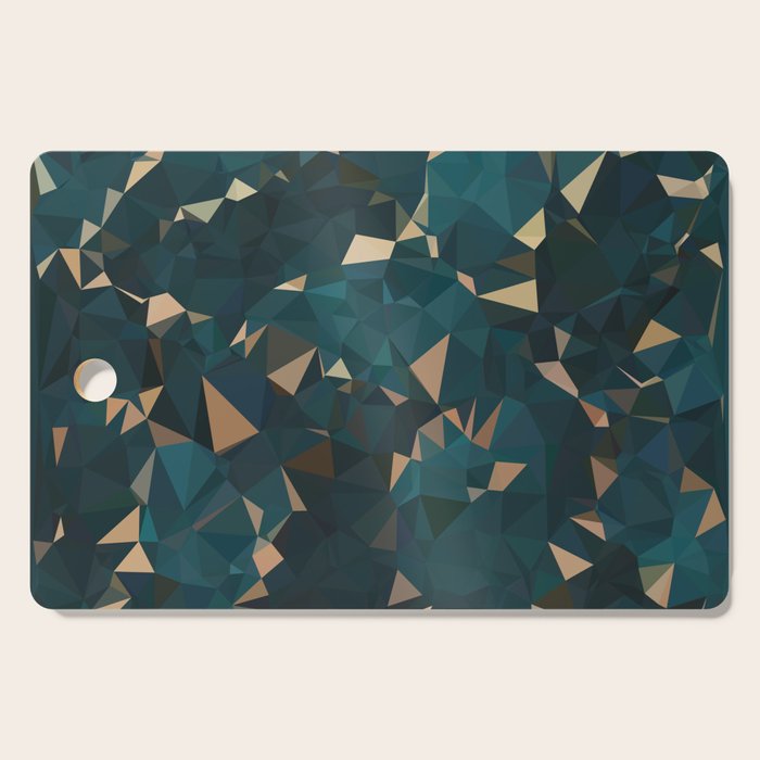 Gold Teal Abstract Low Poly Geometric Triangles Cutting Board Gallery Image 1