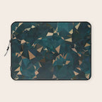 Gold Teal Abstract Low Poly Geometric Triangles Laptop Sleeve Gallery Image 1