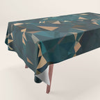 Gold Teal Abstract Low Poly Geometric Triangles Tablecloth Gallery Image 1