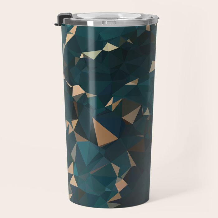 Gold Teal Abstract Low Poly Geometric Triangles Travel Mug Gallery Image 3
