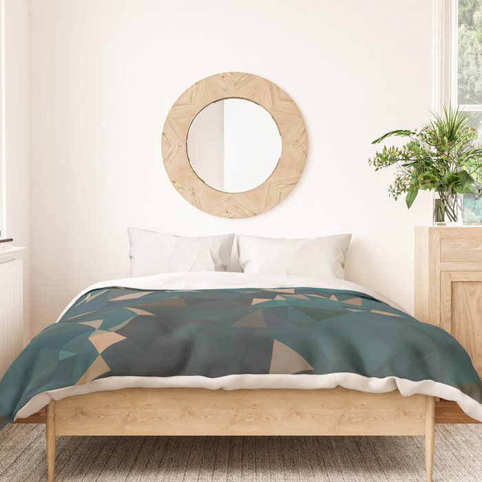 Gold Teal Abstract Low Poly Geometric Triangles Duvet Cover Gallery Image 3