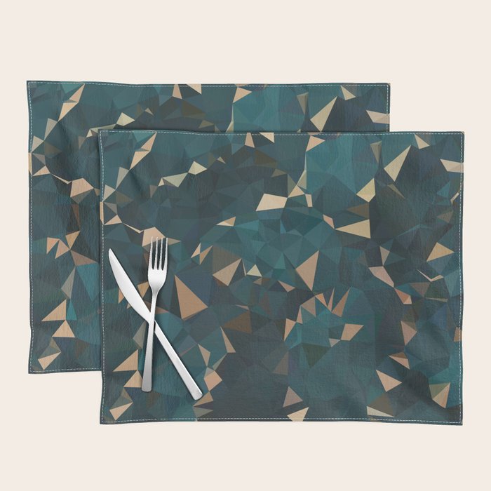 Gold Teal Abstract Low Poly Geometric Triangles Placemat Gallery Image 1