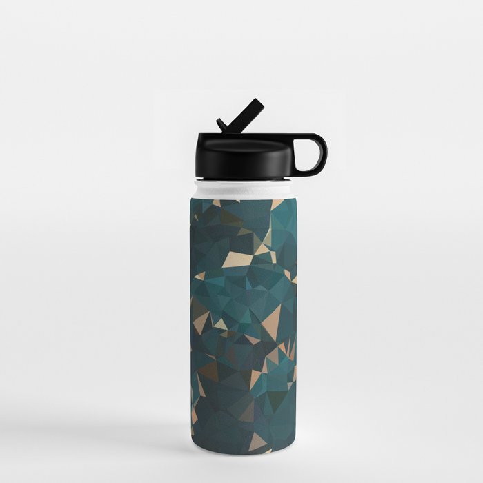 Gold Teal Abstract Low Poly Geometric Triangles Water Bottle Gallery Image 1