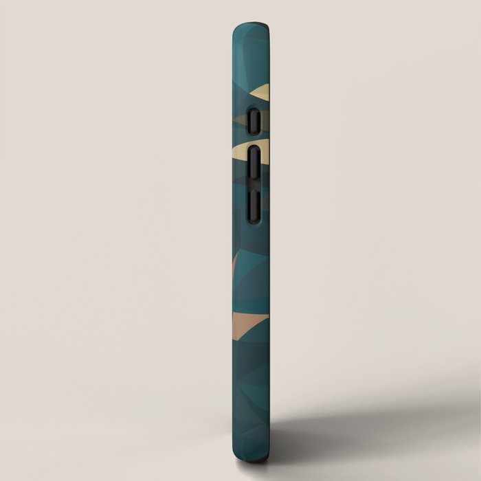 Gold Teal Abstract Low Poly Geometric Triangles iPhone Case Gallery Image 2