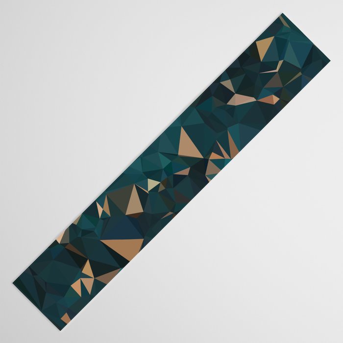 Gold Teal Abstract Low Poly Geometric Triangles Table Runner Gallery Image 3