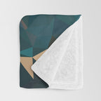 Gold Teal Abstract Low Poly Geometric Triangles Throw Blanket Gallery Image 3