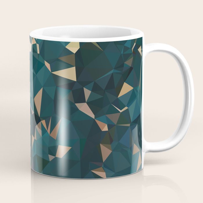 Gold Teal Abstract Low Poly Geometric Triangles Coffee Mug Gallery Image 1