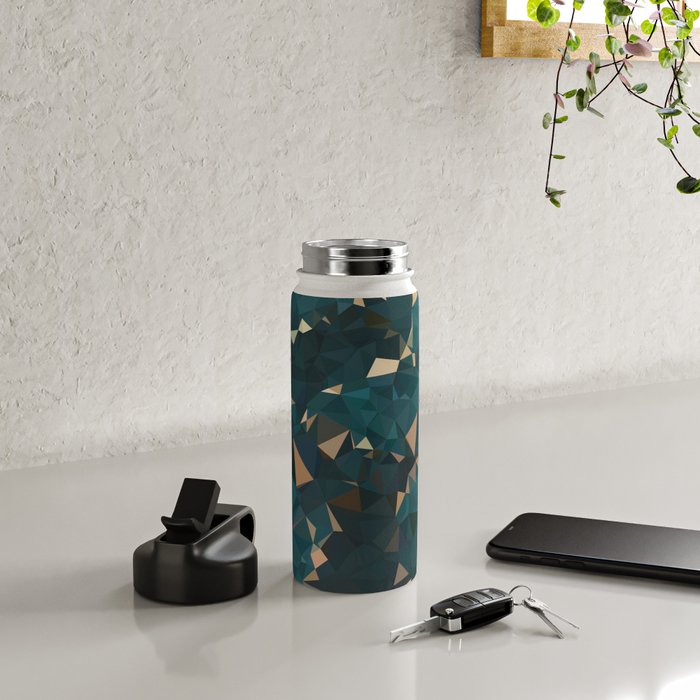 Gold Teal Abstract Low Poly Geometric Triangles Water Bottle Gallery Image 4
