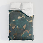 Gold Teal Abstract Low Poly Geometric Triangles Duvet Cover Gallery Image 6