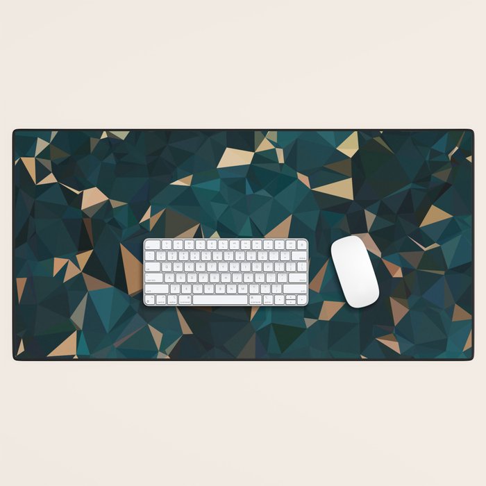 Gold Teal Abstract Low Poly Geometric Triangles Desk Mat Gallery Image 1