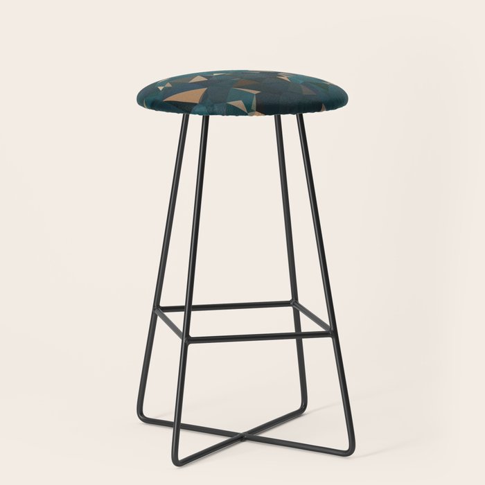 Gold Teal Abstract Low Poly Geometric Triangles Stool Gallery Image 1