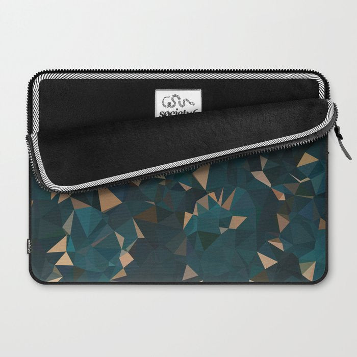Gold Teal Abstract Low Poly Geometric Triangles Laptop Sleeve Gallery Image 2