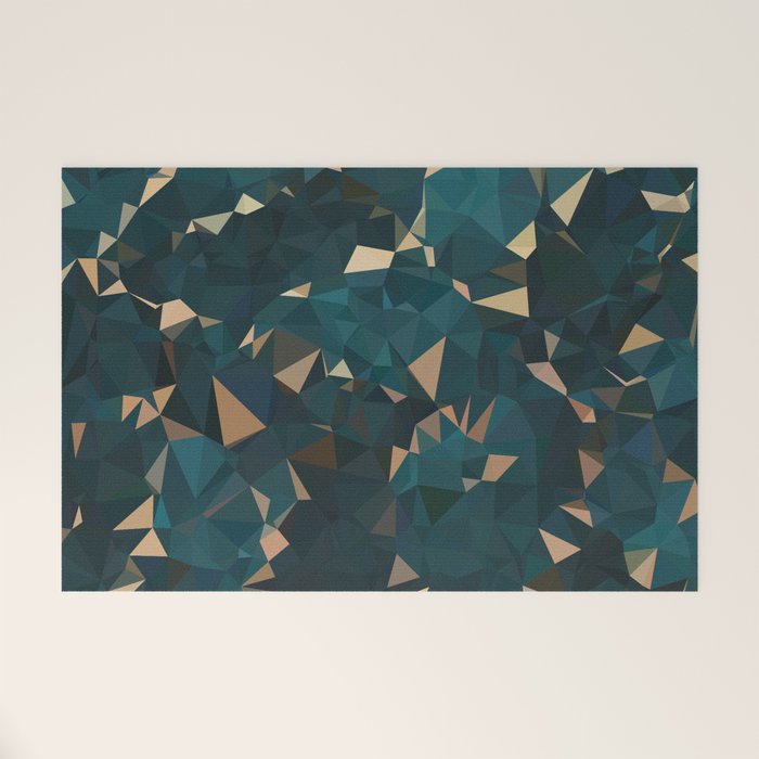 Gold Teal Abstract Low Poly Geometric Triangles Welcome Mat Gallery Image 1