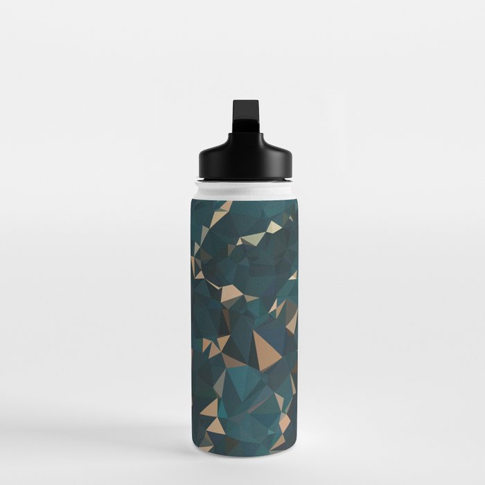 Gold Teal Abstract Low Poly Geometric Triangles Water Bottle Gallery Image 3