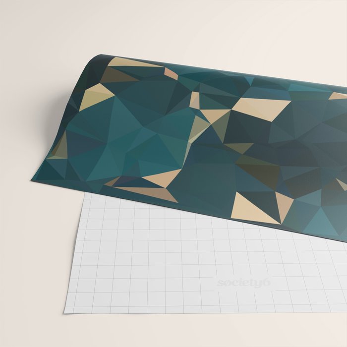 Gold Teal Abstract Low Poly Geometric Triangles Wrapping Paper Gallery Image 2