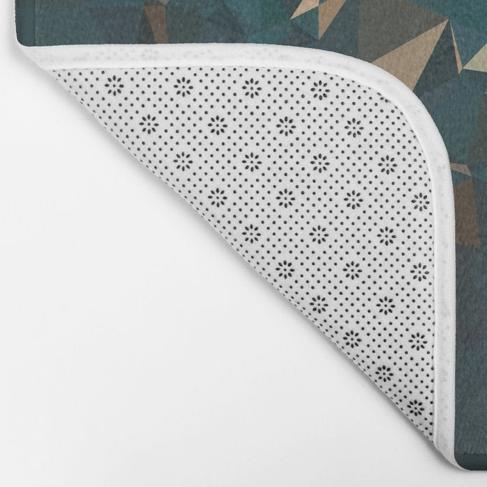 Gold Teal Abstract Low Poly Geometric Triangles Bath Mat Gallery Image 2