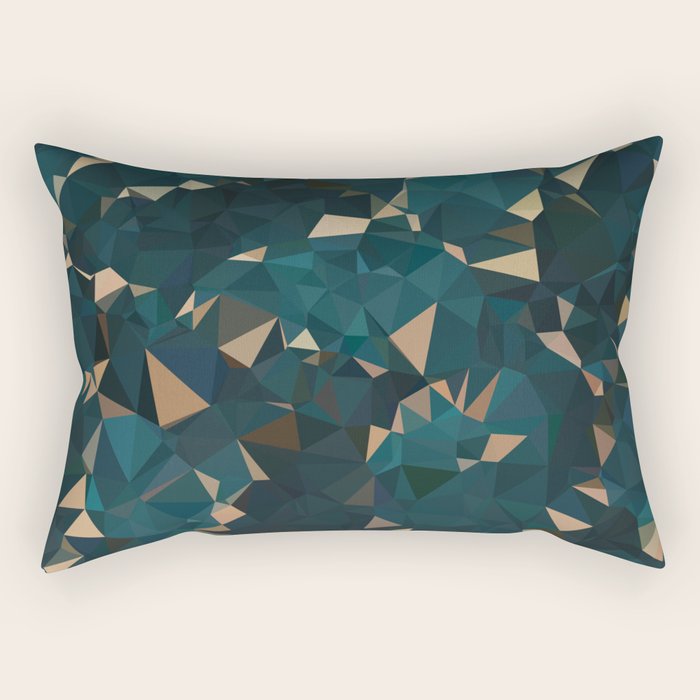 Gold Teal Abstract Low Poly Geometric Triangles Rectangular Pillow Gallery Image 1