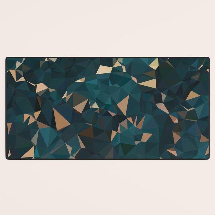 Gold Teal Abstract Low Poly Geometric Triangles Desk Mat Gallery Image 3