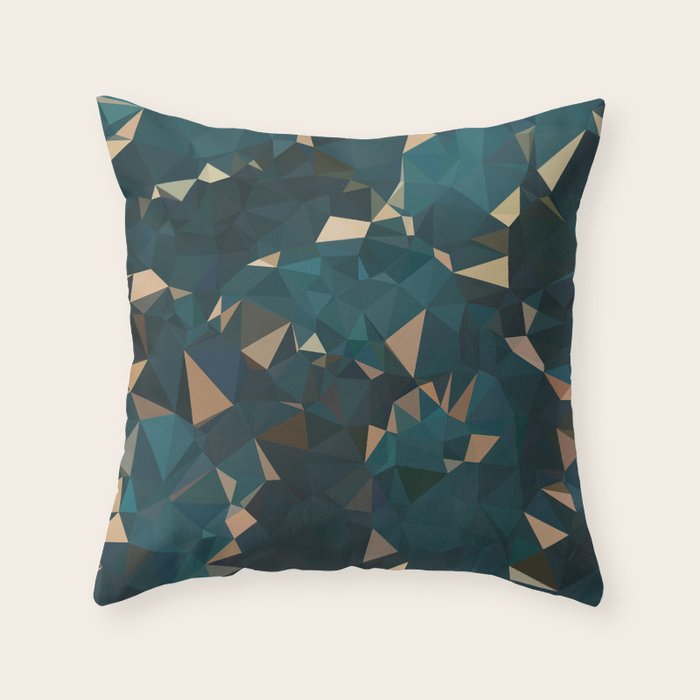Gold Teal Abstract Low Poly Geometric Triangles Throw Pillow Gallery Image 6