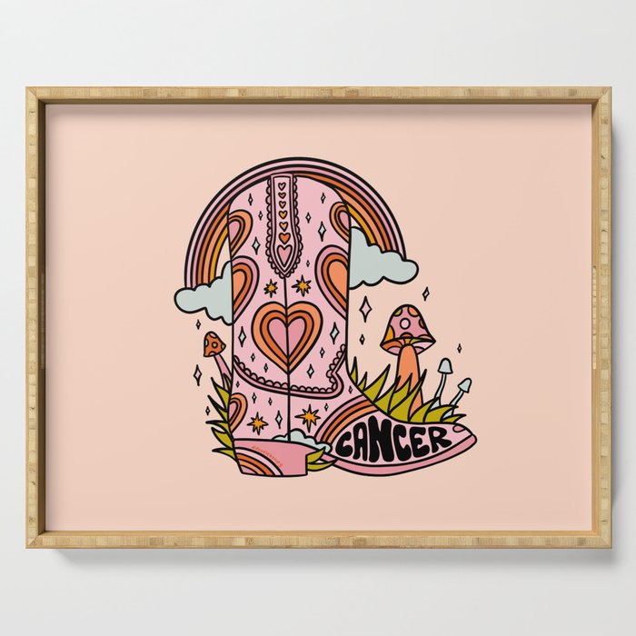 Cancer Cowboy Boot Serving Tray Gallery Image 1